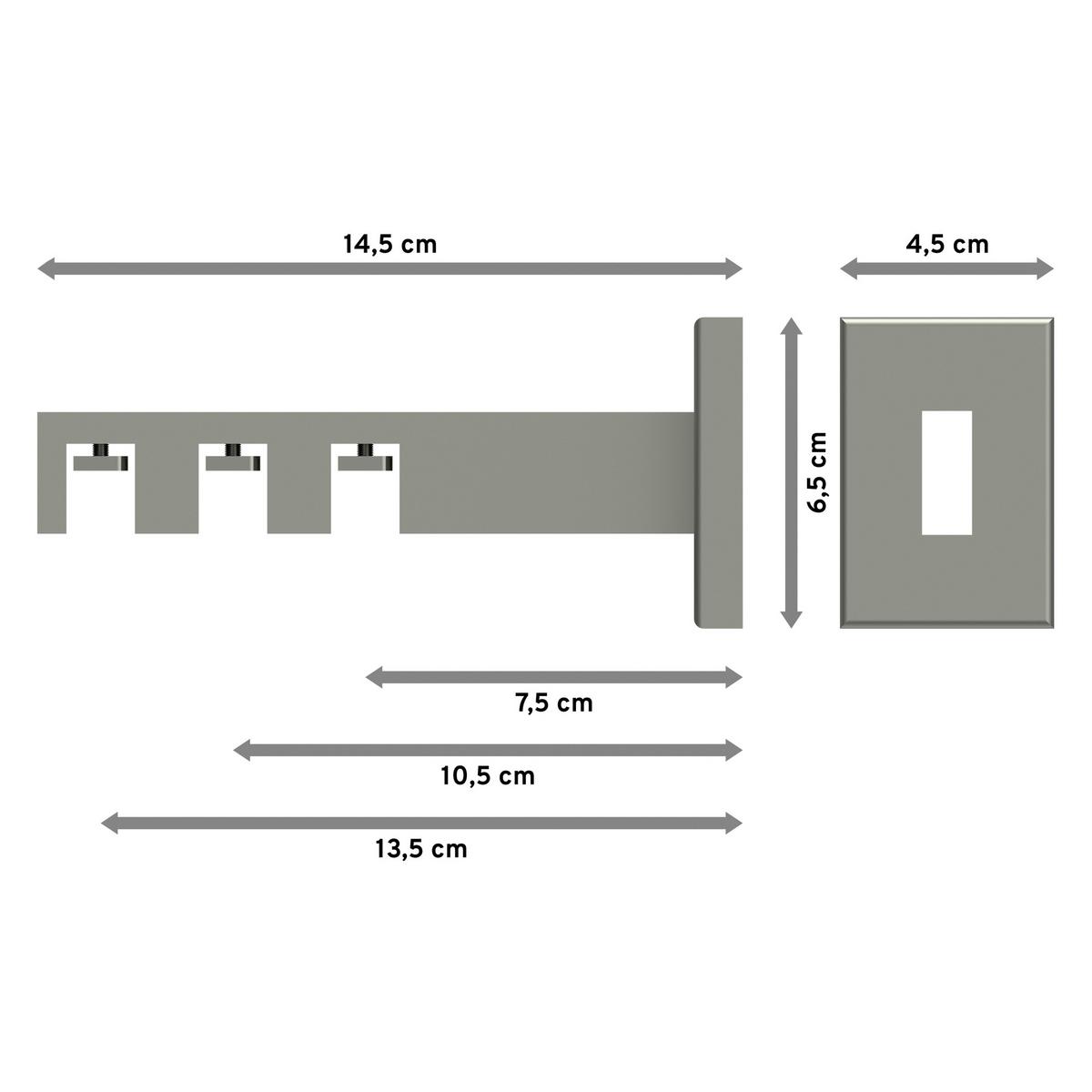 TRÄGER FÜR GARDINENSTANGEN INNENLAUF 14x35 mm, Smartline 3-läufig lang, Edelstahl-Optik - Edelstahlfarben, Metall (14.5/6.5/4.5cm) - INTERDECO