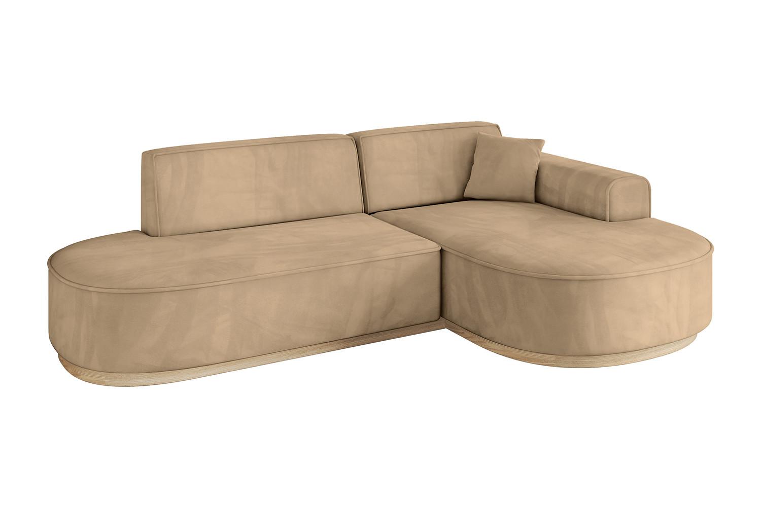 ECKSOFA Ottomane Rechts MARI-L1-v1 - 243x171x83 cm Taupe Velours - Taupe, Holzwerkstoff/Textil (171/243cm) - ALTDECOR