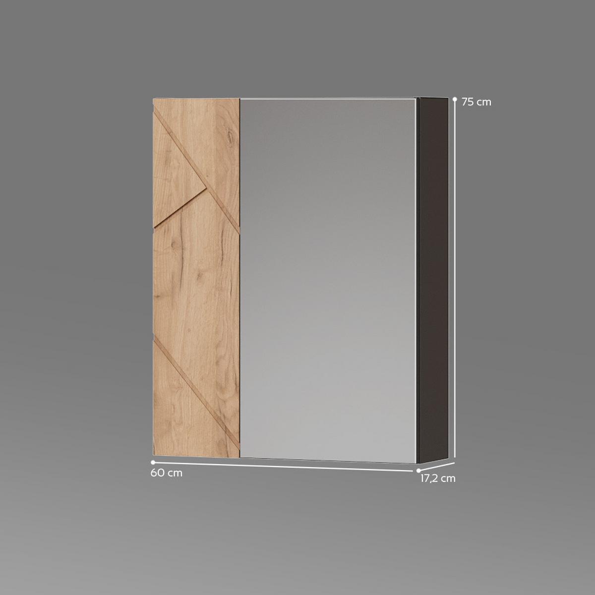 SPIEGELSCHRANK Ronco Anthrazit/Goldkraft Eiche 60 x 75 cm - Honigeiche/Anthrazit, Holzwerkstoff (60/75/17.2cm) - Livinity®