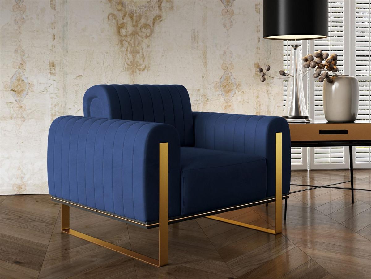 SESSEL Valerie - Dunkelblau, Holzwerkstoff/Textil (106/79/90cm) - Fun Möbel