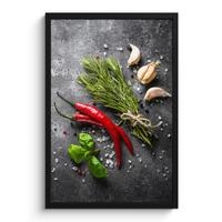 POSTER MIT RAHMEN Pfeffer - Kräuter - Gewürze - Beton Bilder mit Rahmen 40x60 cm - Dunkelgrau, Papier (40/60cm) - MuchoWow