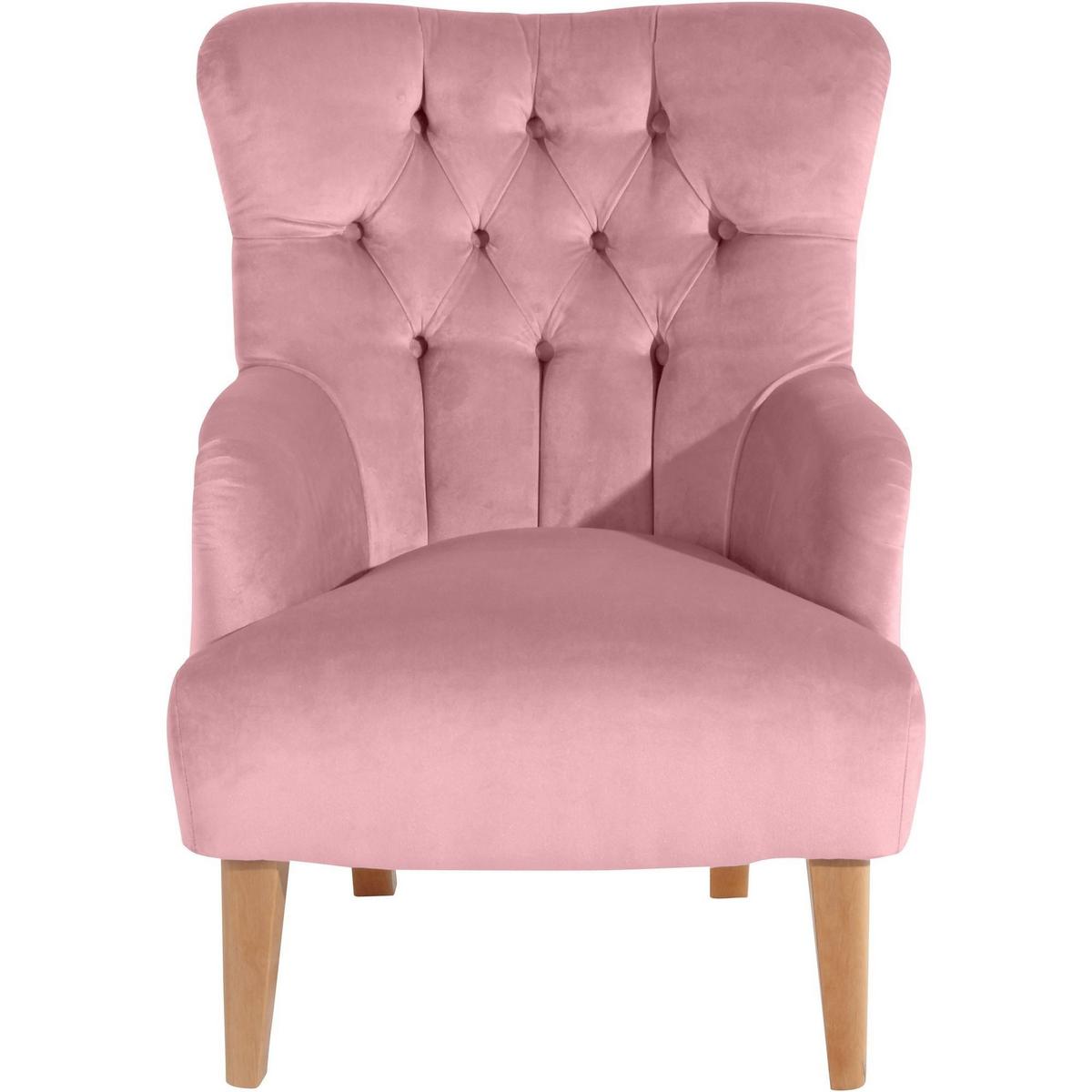 SESSEL Kaiya Bezug Samtvelours Buche natur / rosé - Rosa, Kunststoff (82/97/71cm) - 58aufmkessel