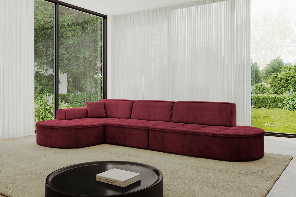 ECKSOFA Ottomane Links TARO-L2 - 328x171x79,5 cm Bordeauxrot - Bordeaux, Holzwerkstoff/Textil (328/171cm) - ALTDECOR