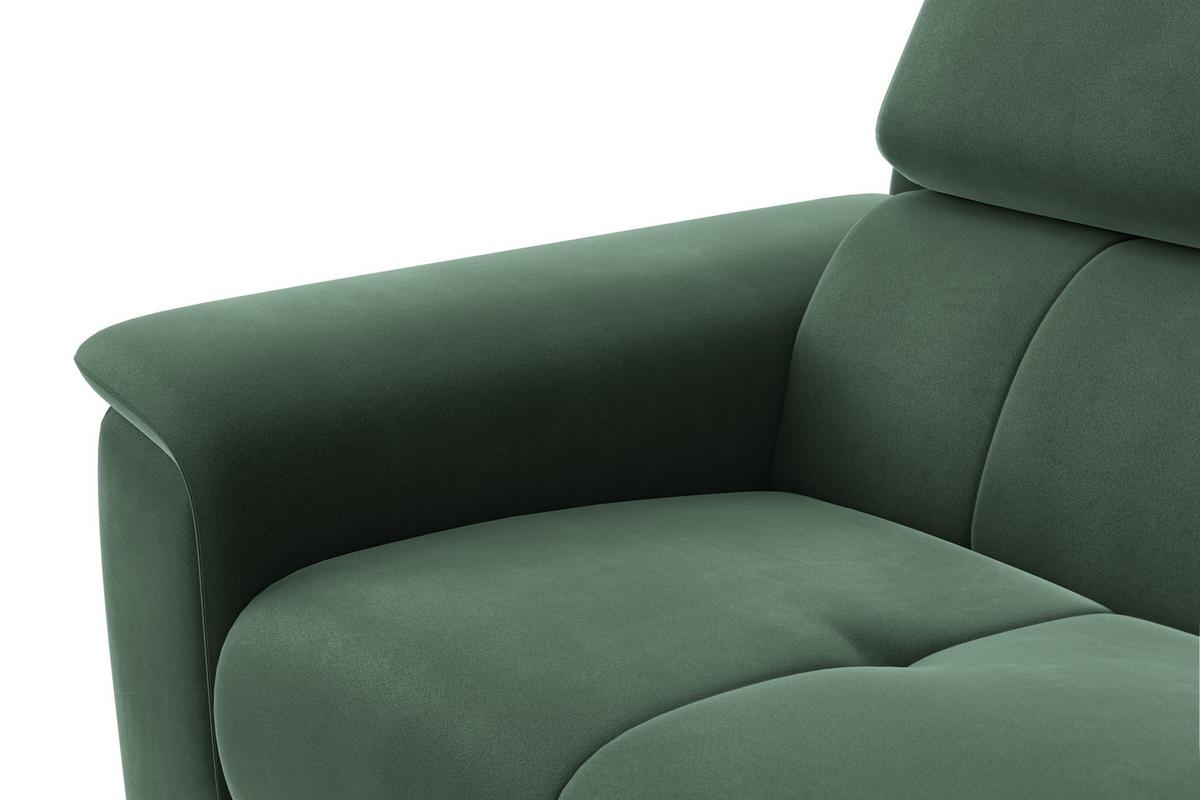 SOFA FIERO 3-Sitzer, Grüner Veloursstoff - Schwarz/Grün, Holz/Textil (212/82/103cm) - Courtois Laville