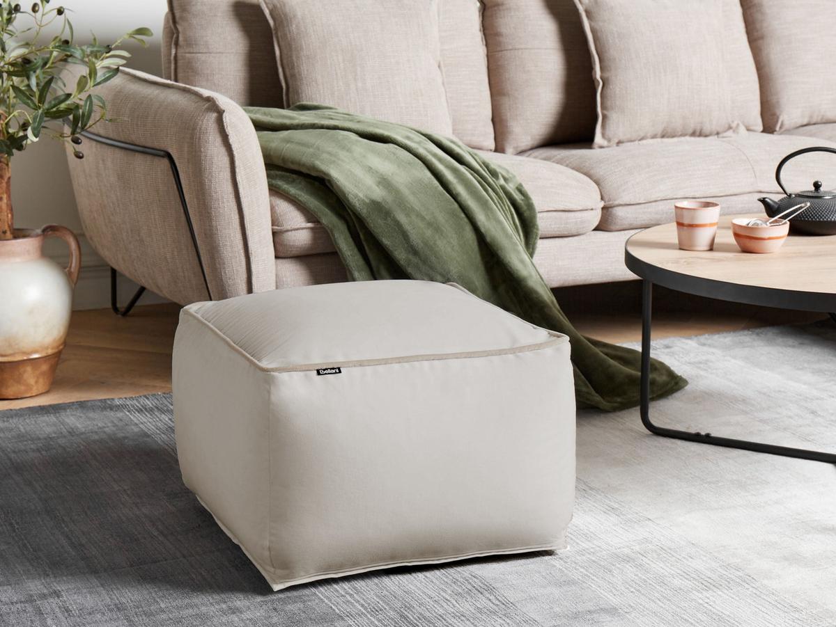 POUF Samtstoff Hellbeige Dareyn - Beige, Textil (50/30/50cm) - Beliani