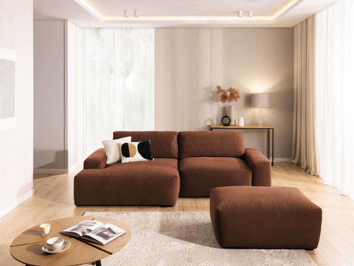 HOCKER Lennon aus Braun Strukturstoff mit vielseitiger Nutzung - Schwarz/Braun, Holz/Kunststoff (102/42/76cm) - S-Style