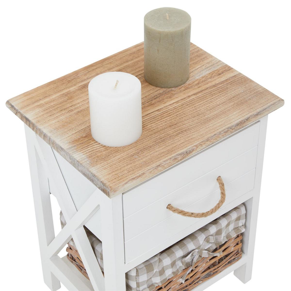 NACHTTISCH PERUGIA weiß - Weiß, Holz (32/40/26cm) - IDIMEX