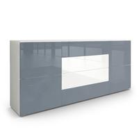 SIDEBOARD Rova Grau Hochglanz / Weiß Hochglanz - Grau, Holzwerkstoff (166/72/35cm) - Vladon