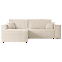 ECKSOFA mit Schlaffunktion und Bettkasten CELTIC-XL - 277x143x83 cm Beige Cord - Beige/Schwarz, Holzwerkstoff/Kunststoff (277/143cm) - ALTDECOR