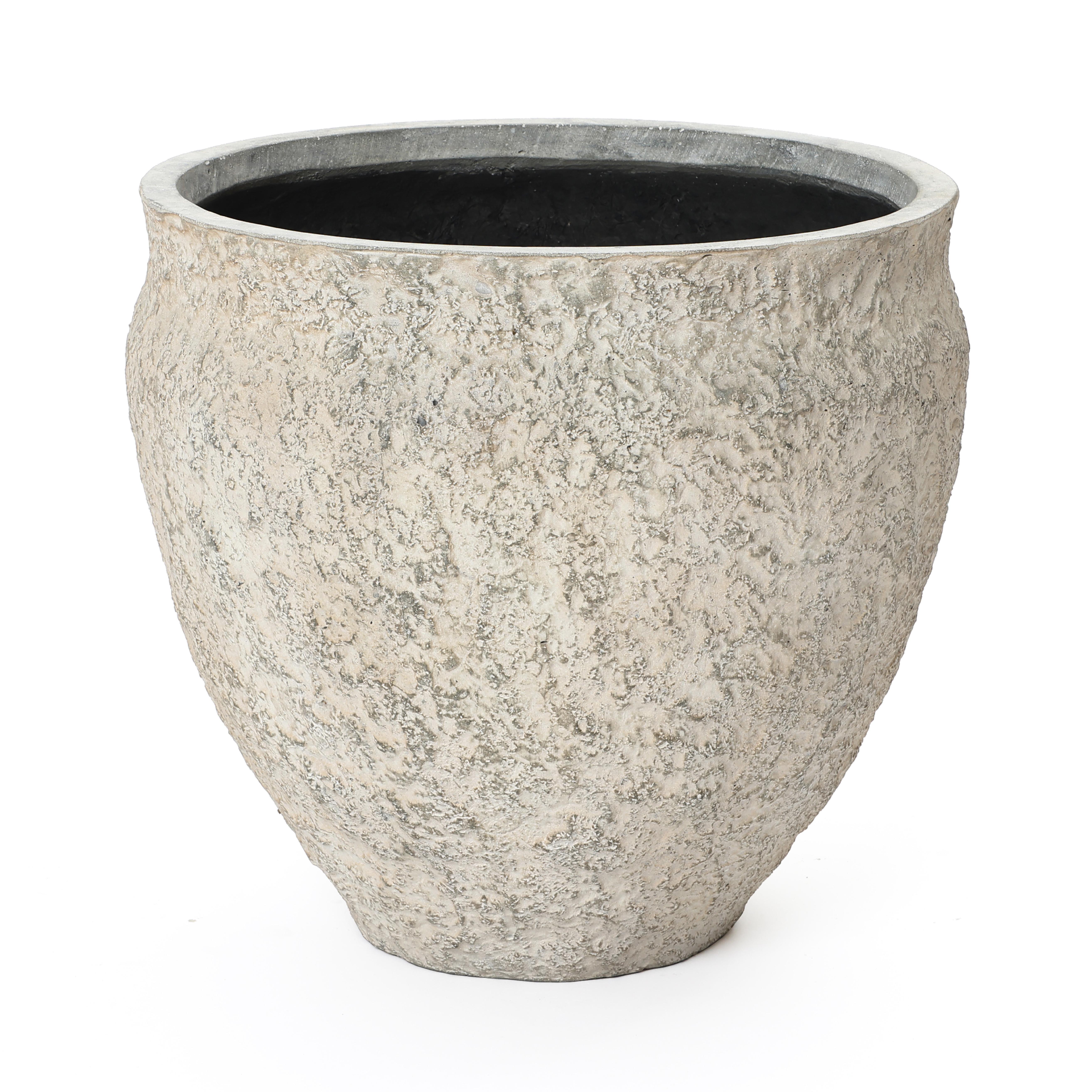 PFLANZKÜBEL in Betonoptik, hellgrau, Ø 42 × H 37 cm - Weiß, Naturmaterialien (39cm)