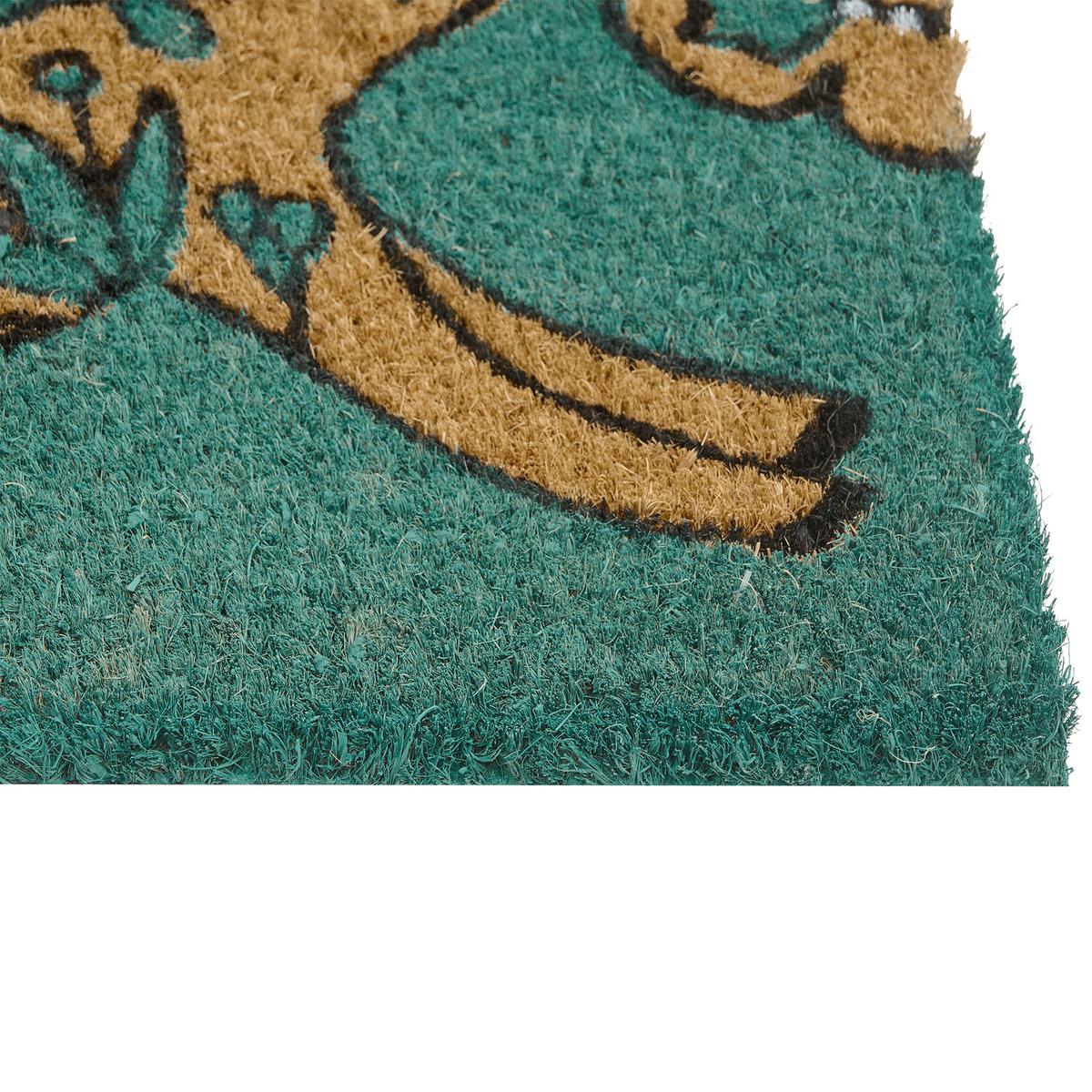 FUSSMATTE Blaugrün 50/80 cm Kaninchen Kokosfasern Clark - Jadegrün, Textil (50/80cm) - Beliani