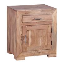 NACHTTISCH Massivholz Schublade Tür Boxspringbett MUMBAI, Akazie 50x40x60 cm - Braun/Akaziefarben, Holz (50/60/40cm) - KADIMA DESIGN