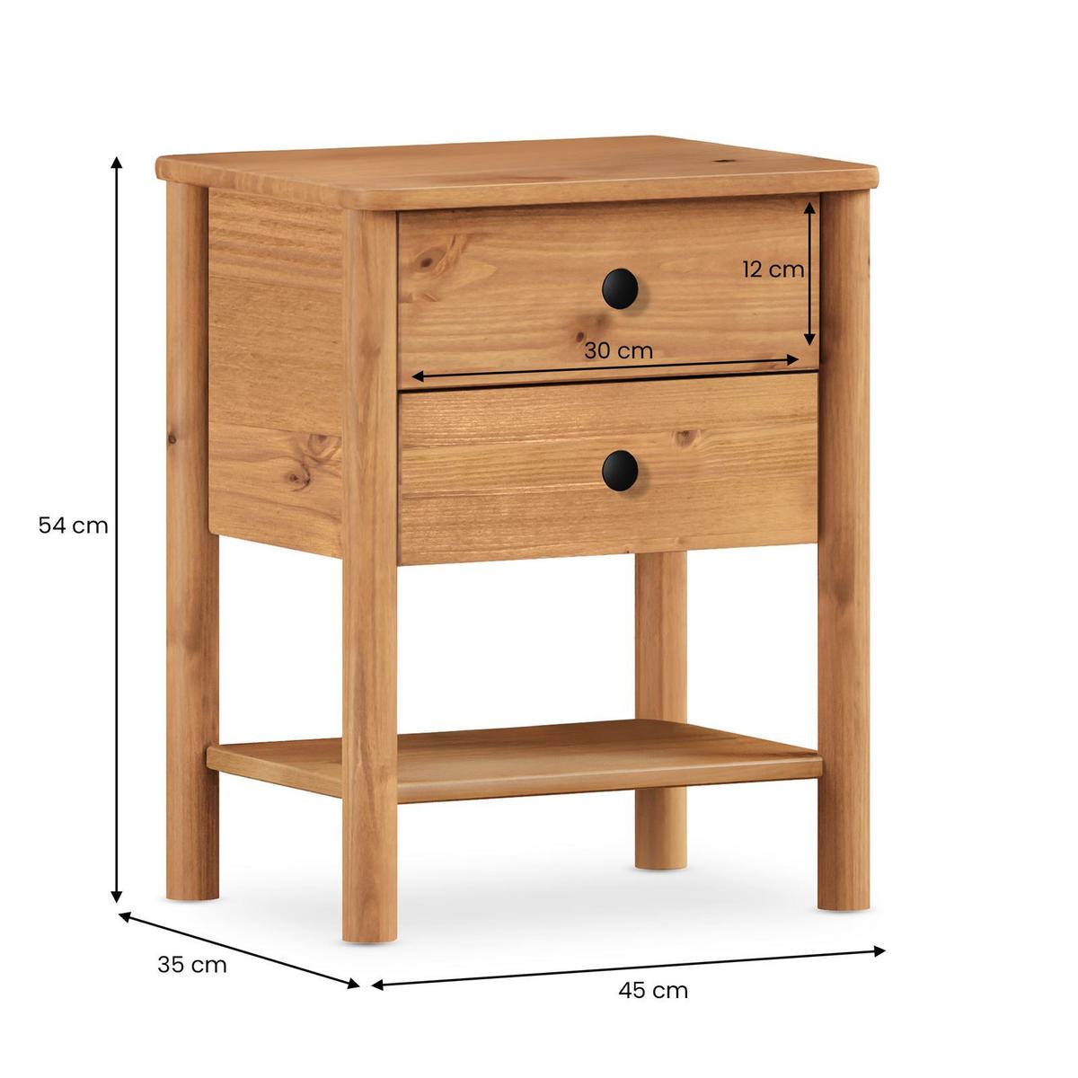NACHTTISCH APOANA Eiche - Eichefarben, Holz (45/53/35cm) - IDIMEX