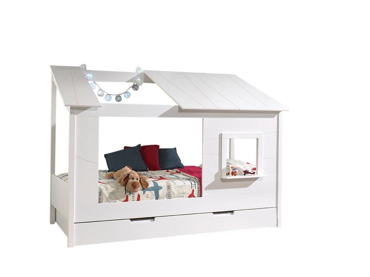 HAUSBETT Katerina 214x159x105 aus MDF+Massivholz in Weiß - Weiß, Holzwerkstoff (90/200cm) - 58aufmkessel