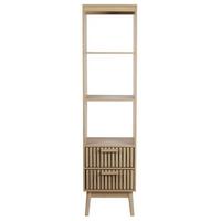 SÄULE mit 2 schubladen mit gerillten fronten und 3 nischen - klaus 40/30/160 cm - Eschefarben, Holzwerkstoff (30/160/74.5cm) - Calicosy