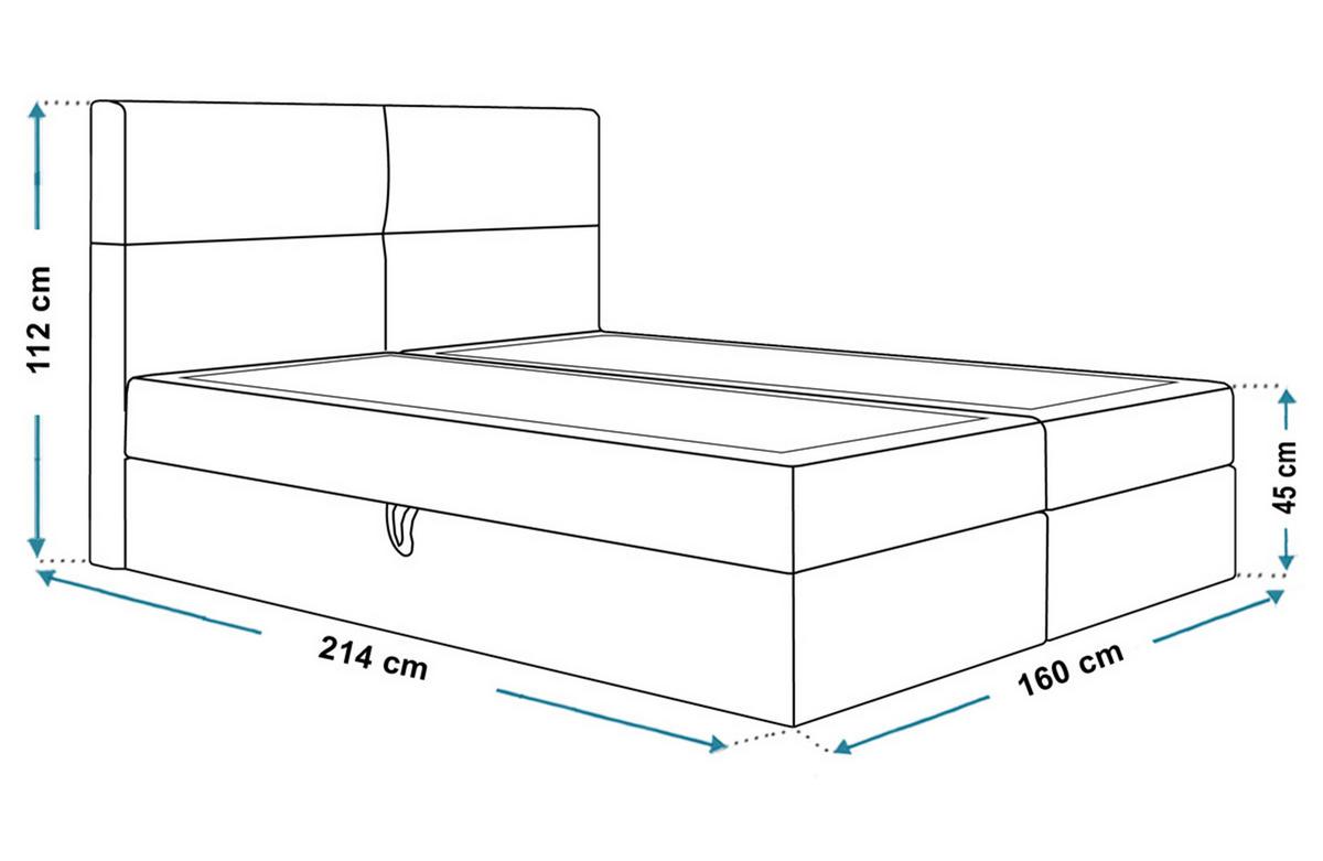 BOXBETT Bonio III 160/200 cm in Grau – mit Bettkasten und Topper - Schwarz/Grau, Holz/Holzwerkstoff (160/200cm) - AX Living