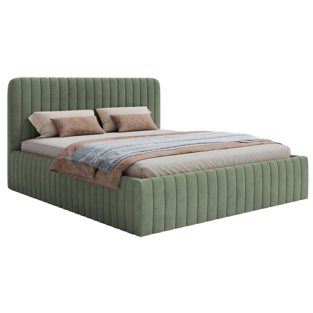POLSTERBETT Saliano Eukalyptusgrün 160x200 cm - Dunkelgrün, Holz/Textil (160/200cm) - Selsey