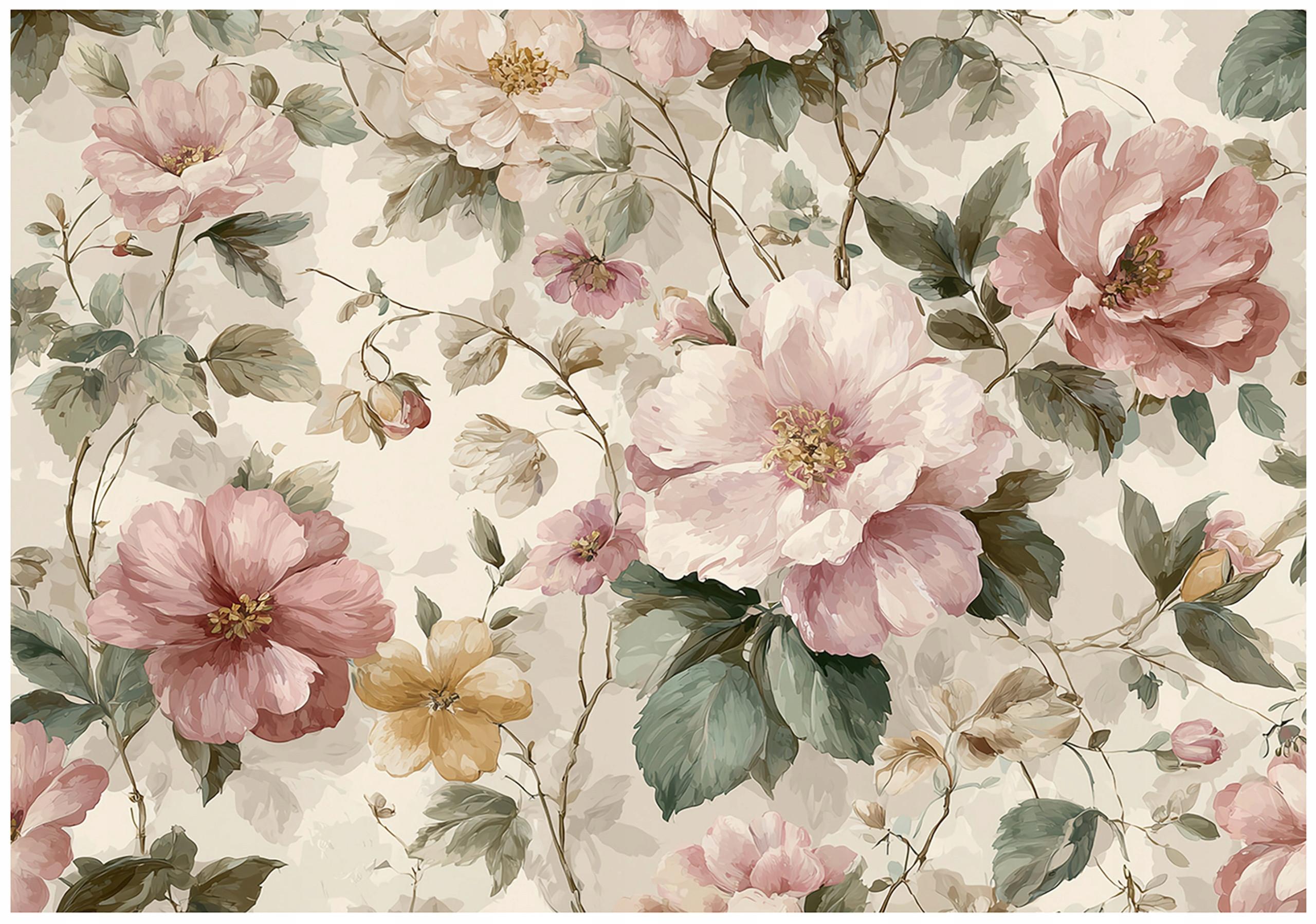 FOTOTAPETE Blumen Vintage Beige 250x175 cm - Multicolor, Papier (250/175cm) - Wallarena