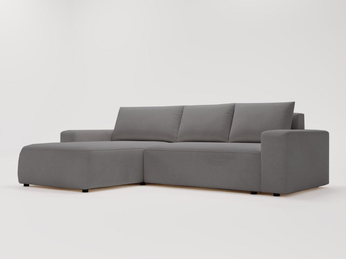 ECKSOFA Tazones Dunkelgrau Links - Dunkelgrau, Holz/Kunststoff (250/165cm) - Graingold