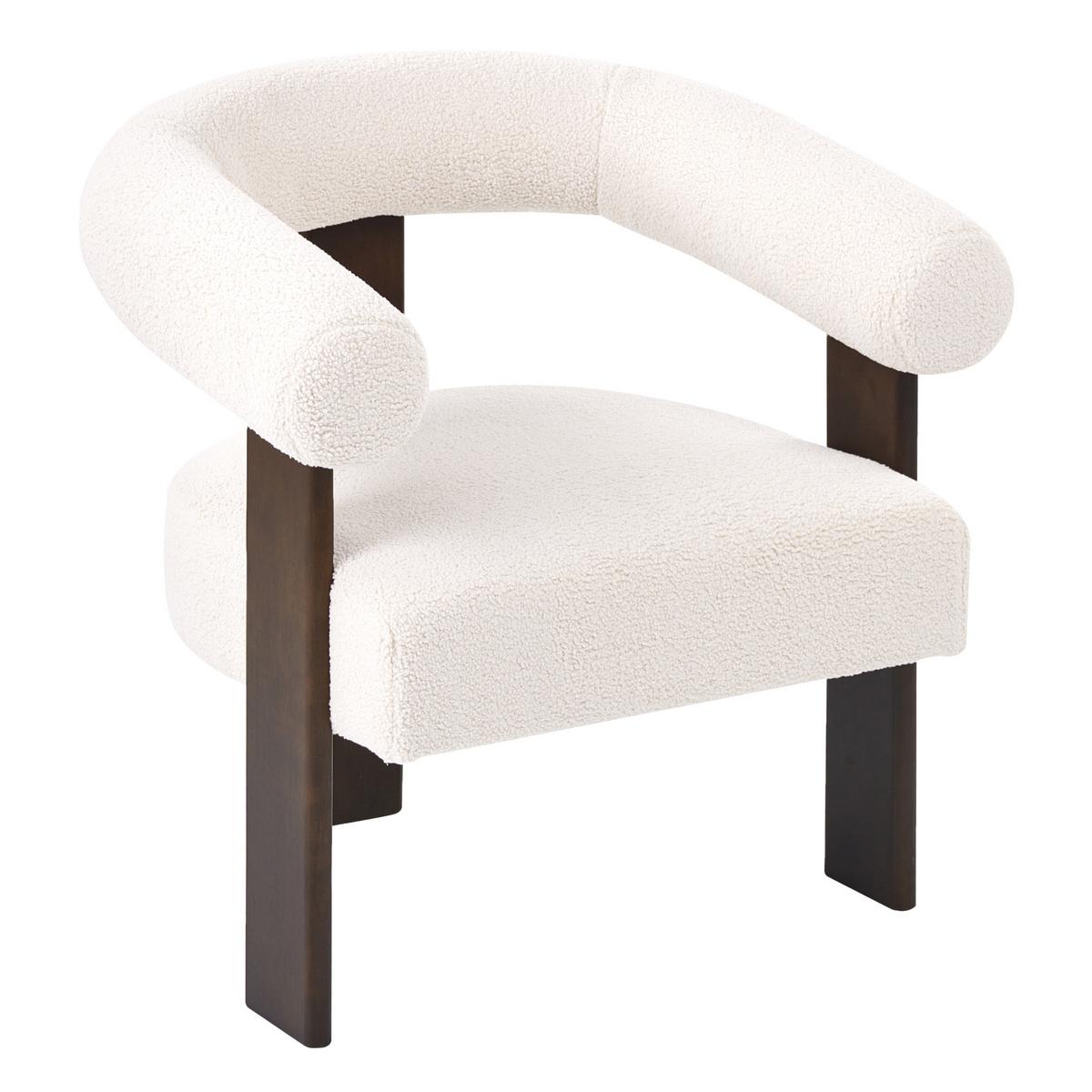 SESSEL Cremeweiß/Dunkelbraun Ilbro - Creme/Braun, Holz/Textil (77/76/68cm) - Beliani