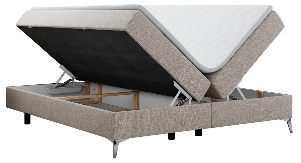 BOXBETT LESS 140/200 Beige Struktur - H3 - Beige, Holz/Textil (140/200cm) - MKS