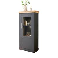 VITRINENSCHRANK Grau Eiche Wotan, Landhaus 72 x 146 cm, Vitrine mit Soft-Close - Silberfarben/Eiche Wotan, Glas/Holzwerkstoff (72/146/38cm) - Furn.Design