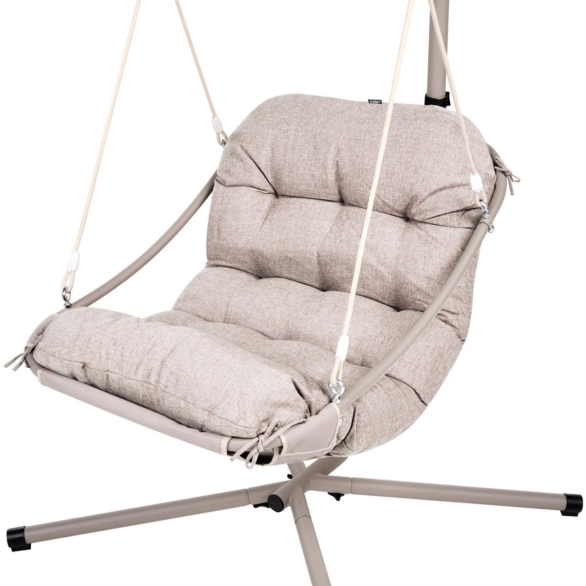 HÄNGESESSEL mit Gestell Metall Beige Alghero - Beige, Textil (109/195/101cm) - Beliani