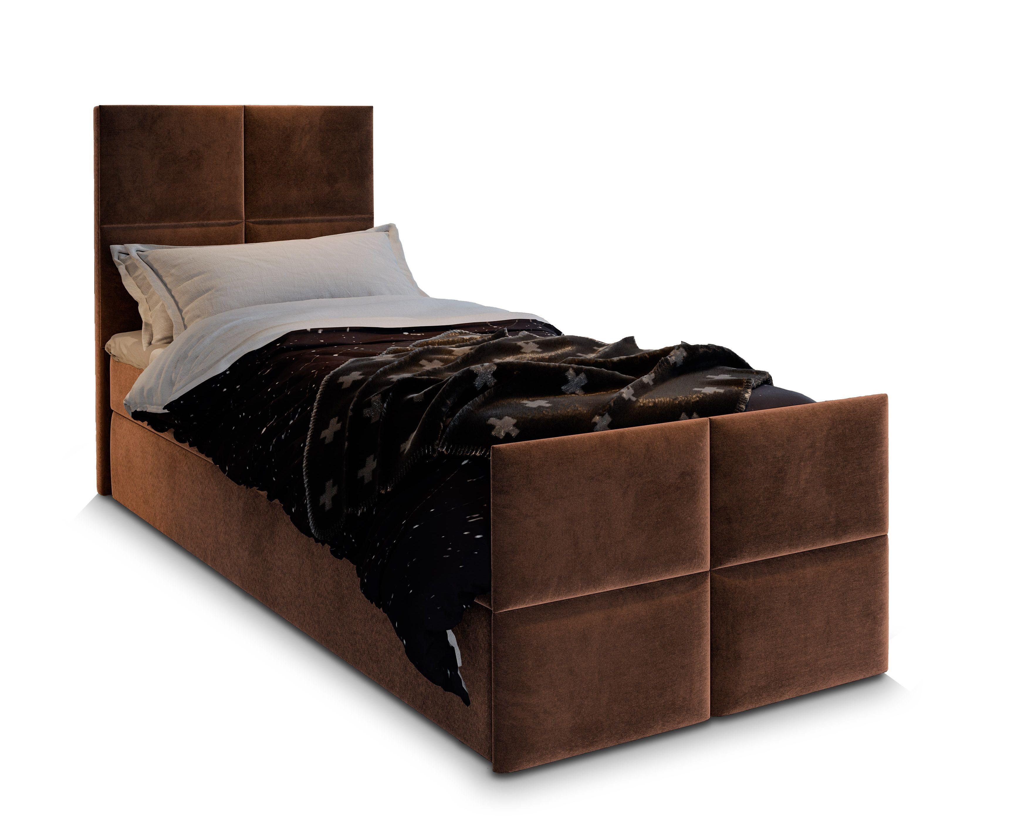 BOXBETT ARIEL 90 90x200 cm mit Matratze und Topper - Braun - Braun, Holz (90/200cm) - MASSENO