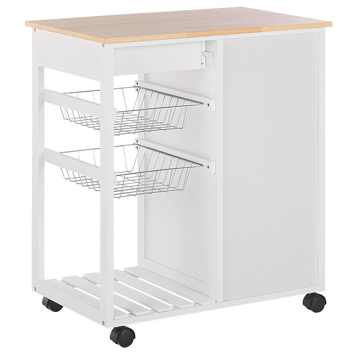 SERVIERWAGEN Weiß Boves - Weiß/Braun, Holzwerkstoff/Kunststoff (76/88/48cm) - Beliani