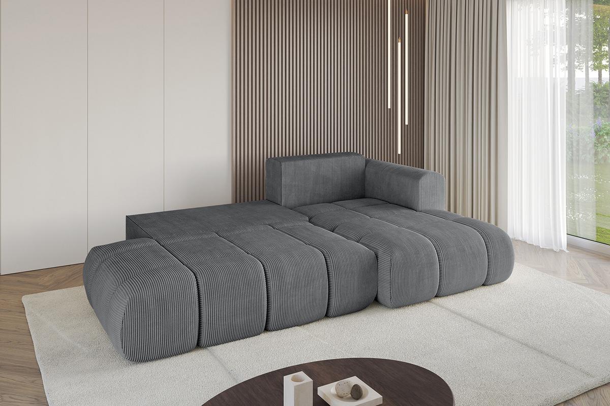 ECKSOFA Ottomane Rechts CLOUD-L 280x185x90 Dunkelgrau Cord - Dunkelgrau, Holzwerkstoff/Kunststoff (185/280cm) - ALTDECOR