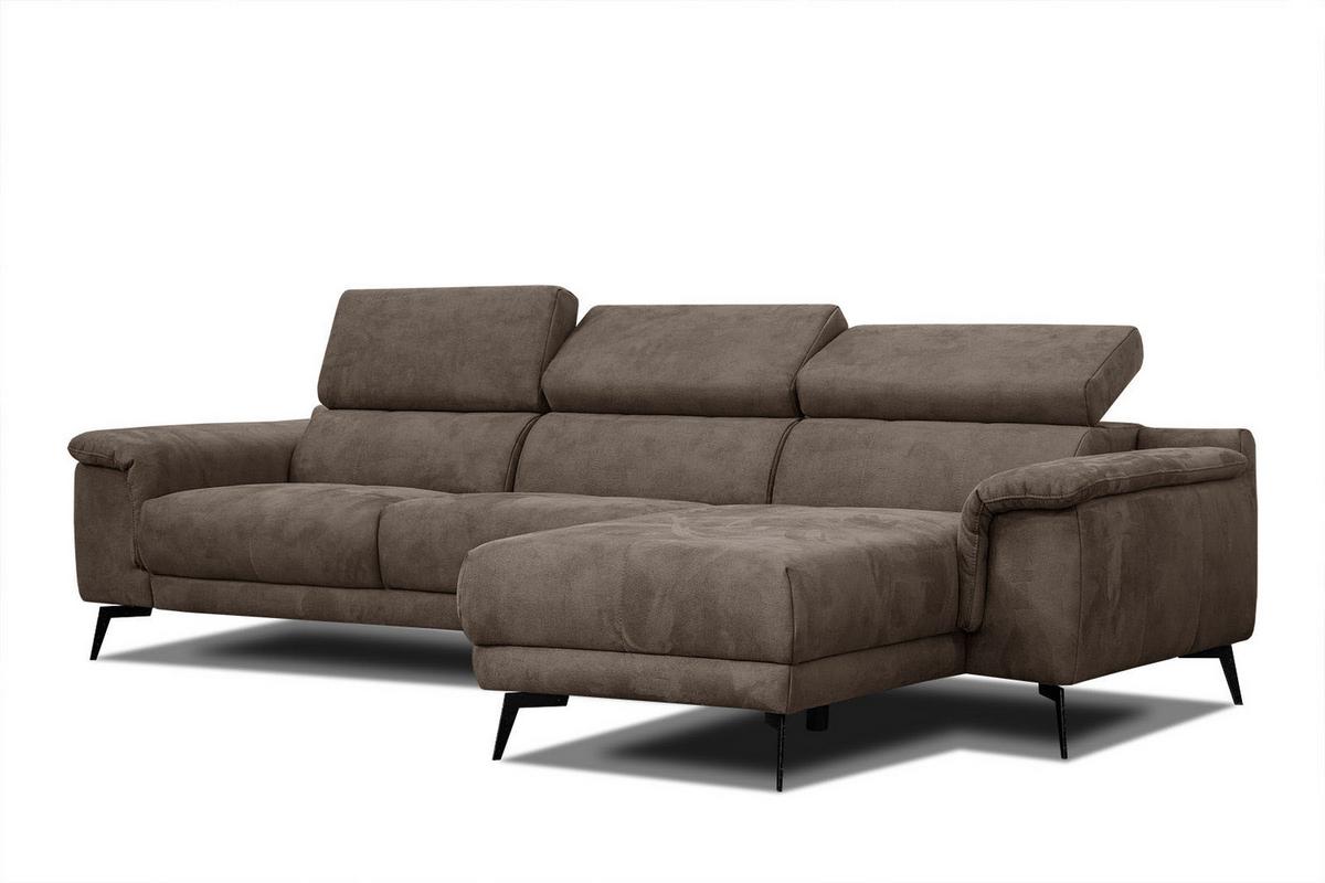 ECKSOFA FIERO 4-Sitzer, dunkelbraun - Dunkelbraun/Schwarz, Holzwerkstoff/Textil (288/170cm) - Wozimo