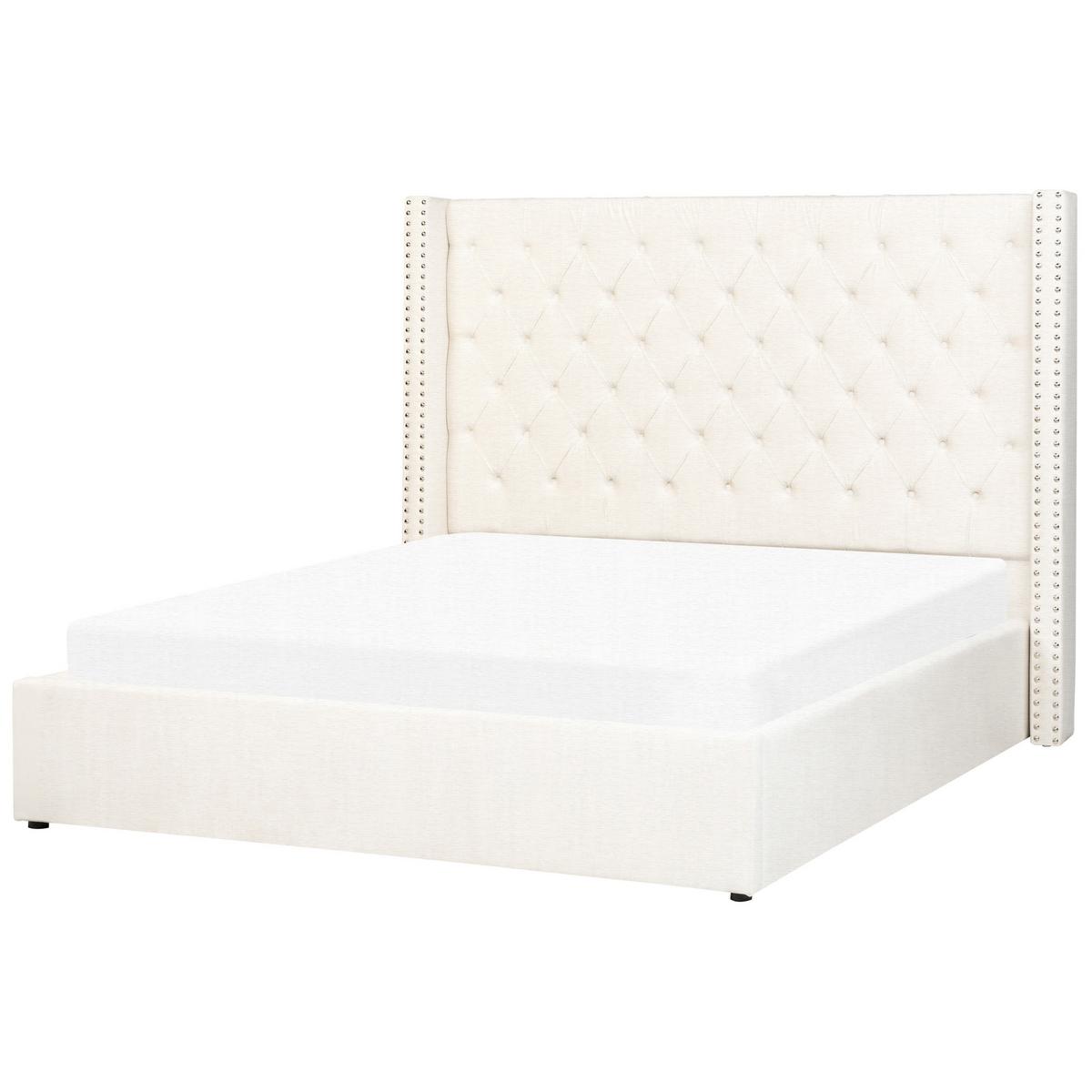 POLSTERBETT 160/200cm Cremeweiß Lubbon - Creme, Textil (160/200cm) - Beliani