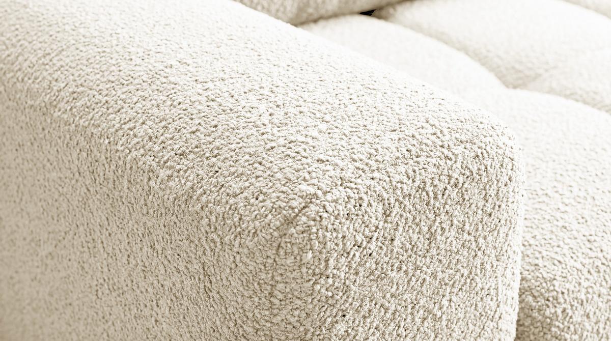ECKSOFA Ovia mit Bettkasten und Schlaffunktion, Bouclé-Stoff in L-Form - Beige, Textil (270/185cm)