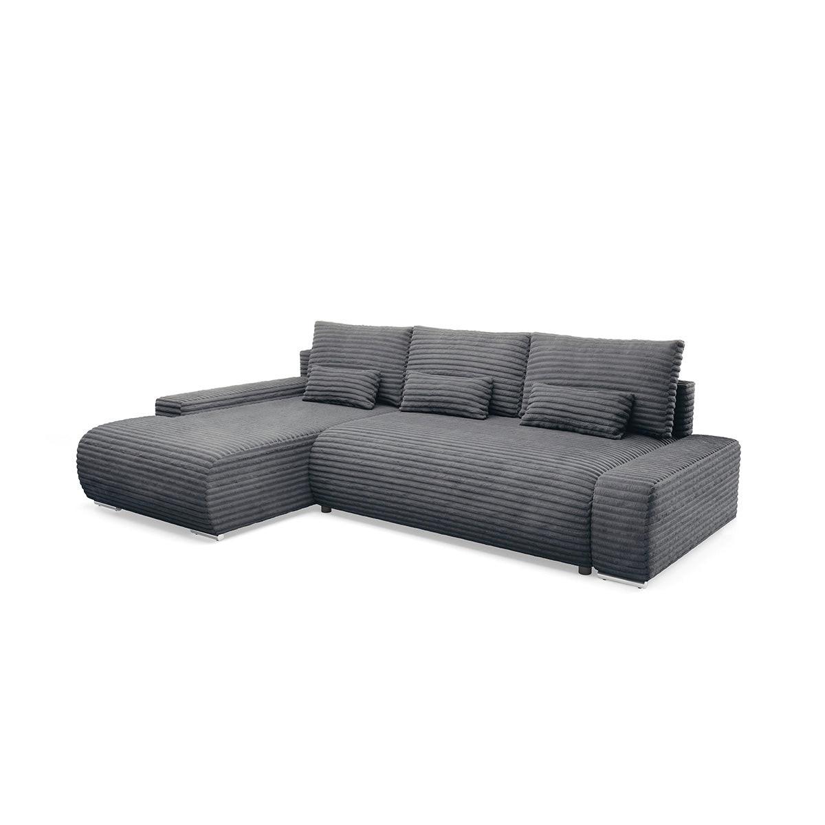 ECKSOFA Ivana 3 Sitzplätze Dunkelgrau - Grau, Holz (265/172cm) - Petits-meubles