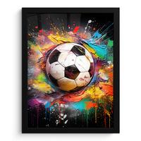 POSTER MIT RAHMEN Fußball - Farbe - Farben - Schwarz - Weiß Bilderrahmen 30x40 cm - Weiß, Papier (30/40cm) - MuchoWow