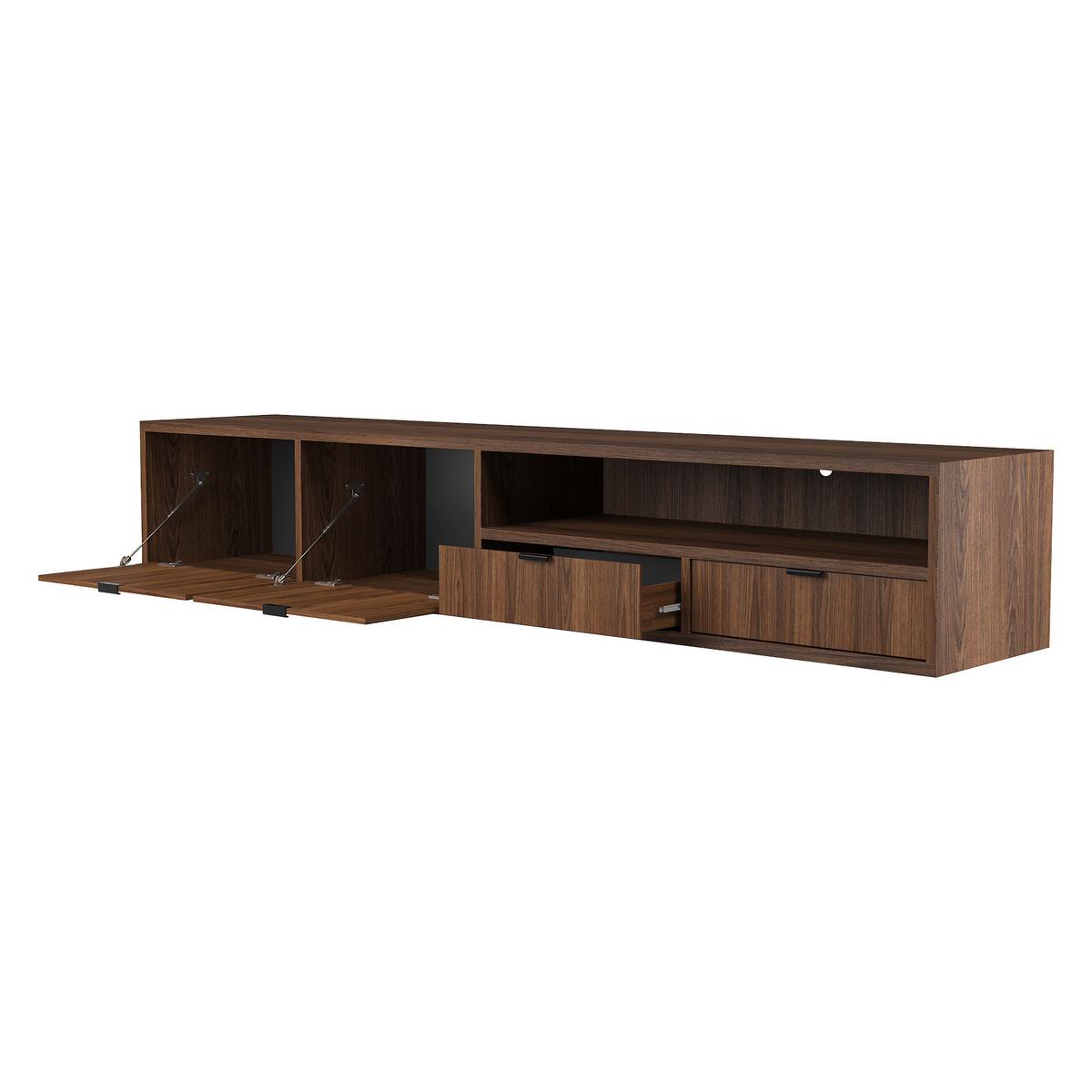 HÄNGELOWBOARD Evron mit 2 Schubladen und 2 Türen, 200 cm, Walnuss - Walnussfarben, Holzwerkstoff (200/35/40cm) - Beautysofa
