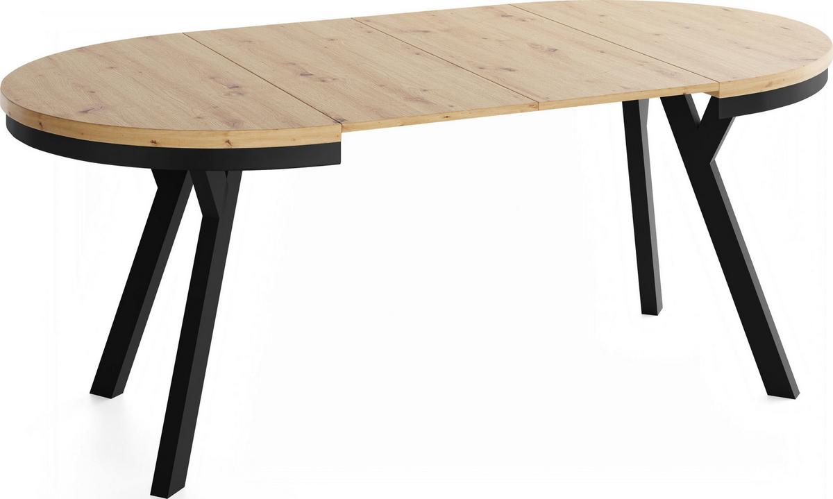 ESSTISCH Vero Neo rund ausziehbar verlängerbar, Eiche Artisan Hellbraun 100-200/100/77 cm - Schwarz/Eiche Artisan, Holz/Holzwerkstoff (100/200/77cm) - WFL GROUP