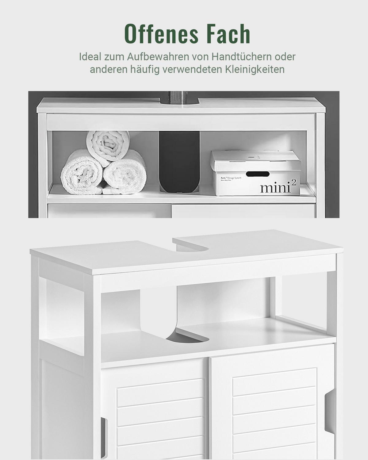 WASCHBECKENUNTERSCHRANK Weiß - Weiß, Holzwerkstoff (60/60/31cm) - SoBuy