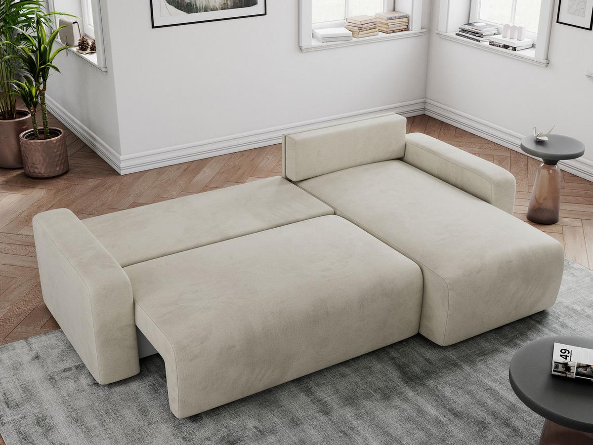 ECKSOFA ARGOS Beige Velours - Beige/Schwarz, Kunststoff/Textil (245/150cm) - MKS