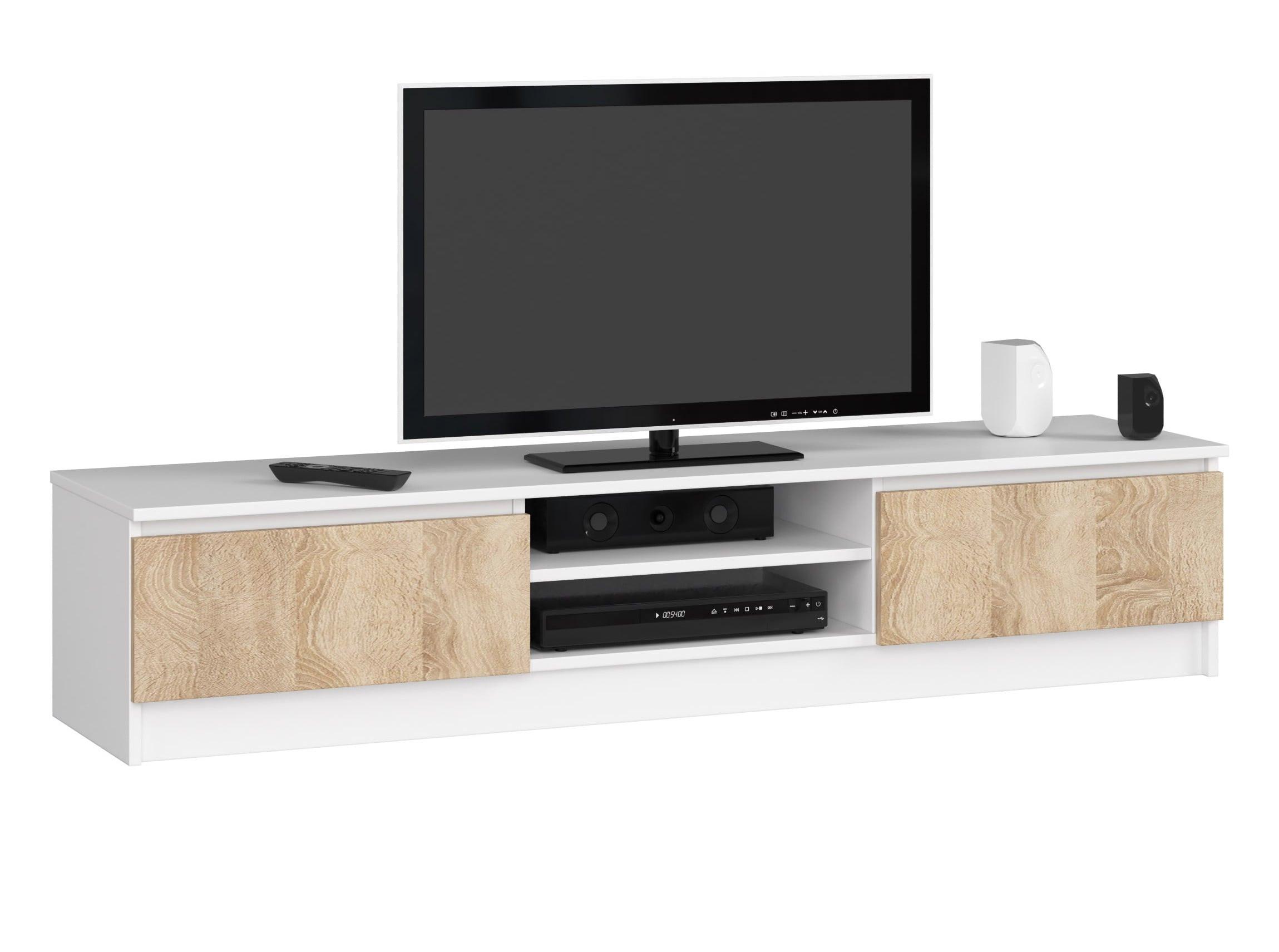 LOWBOARD Weiß, Eiche Sonoma 33/160/40 - Weiß, Holzwerkstoff (160/33/40cm) - RAUMHIRSCH FURNITURE