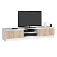 LOWBOARD Weiß, Eiche Sonoma 33/160/40 - Weiß, Holzwerkstoff (160/33/40cm) - RAUMHIRSCH FURNITURE