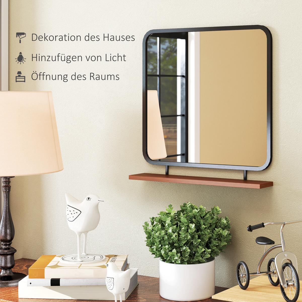 WANDSPIEGEL 55 x 55,5 cm, Schwarz - Schwarz, Glas (10/55.5/55cm) - HOMCOM