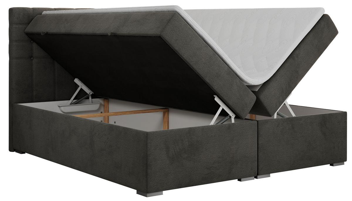 BOXBETT SUSAN 120/200 Dunkelgrau Velvet - H3 - Dunkelgrau, Holz/Textil (120/200cm) - MKS