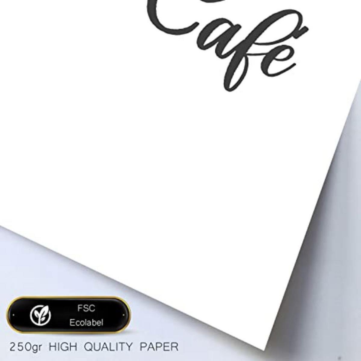 POSTER Set mit 4 Kaffee TypografieStil A4 Weißer Rahmen - Weiß, Papier (29.7/3cm) - Nacnic