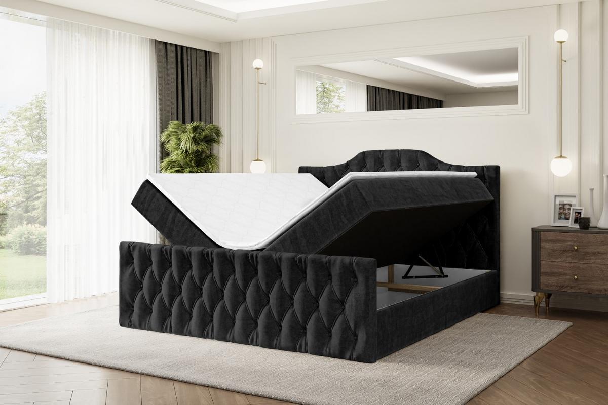 BOXBETT VILA-1-Z - 200x200 cm - H3 - Schwarz - Schwarz, Holzwerkstoff (200/200cm) - ALTDECOR