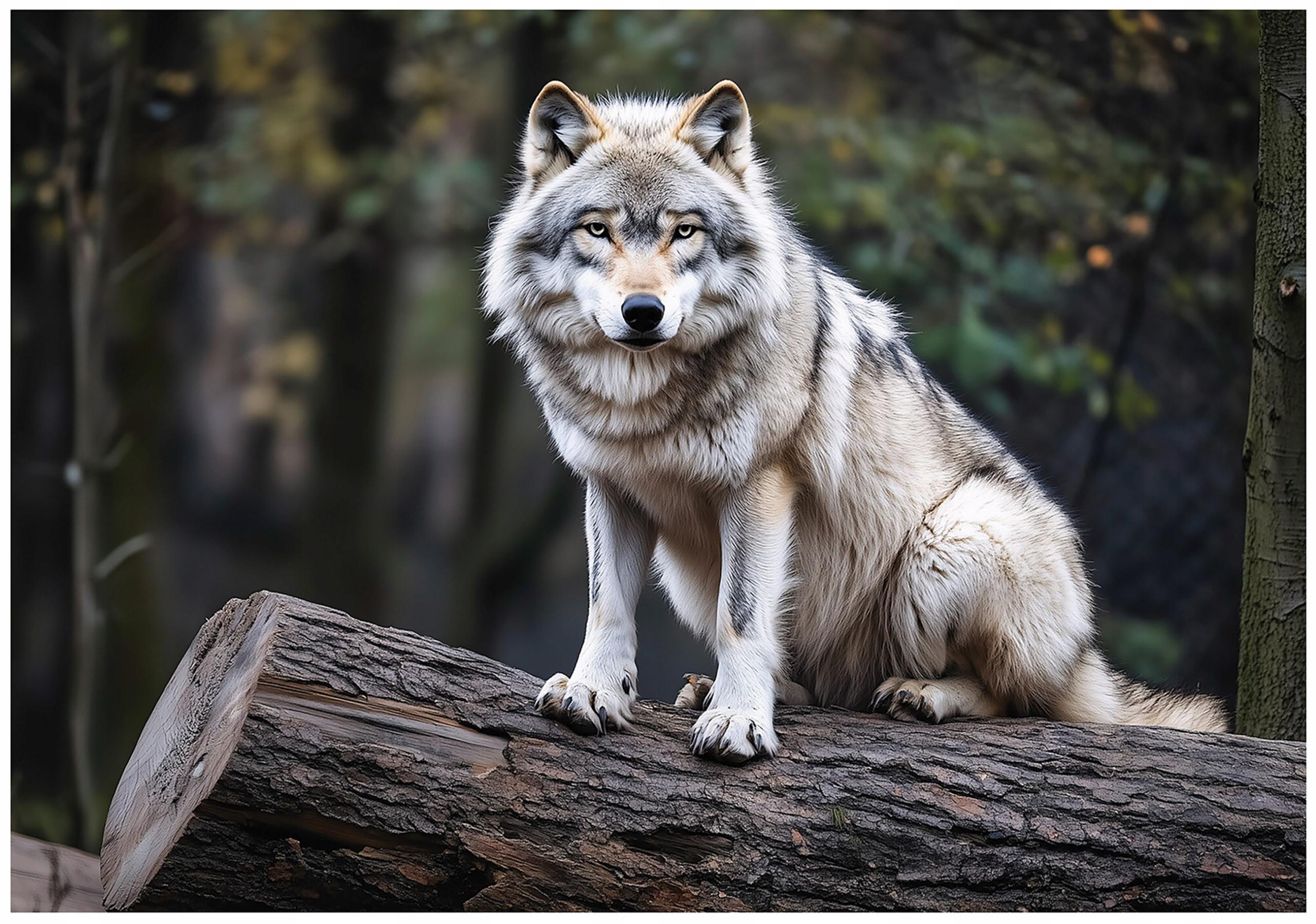 FOTOTAPETE Wolf 3D Effekt Wald Wohnzimmer Vlies Tapete 250x175 - Grau, Papier (250/175cm) - Wallarena