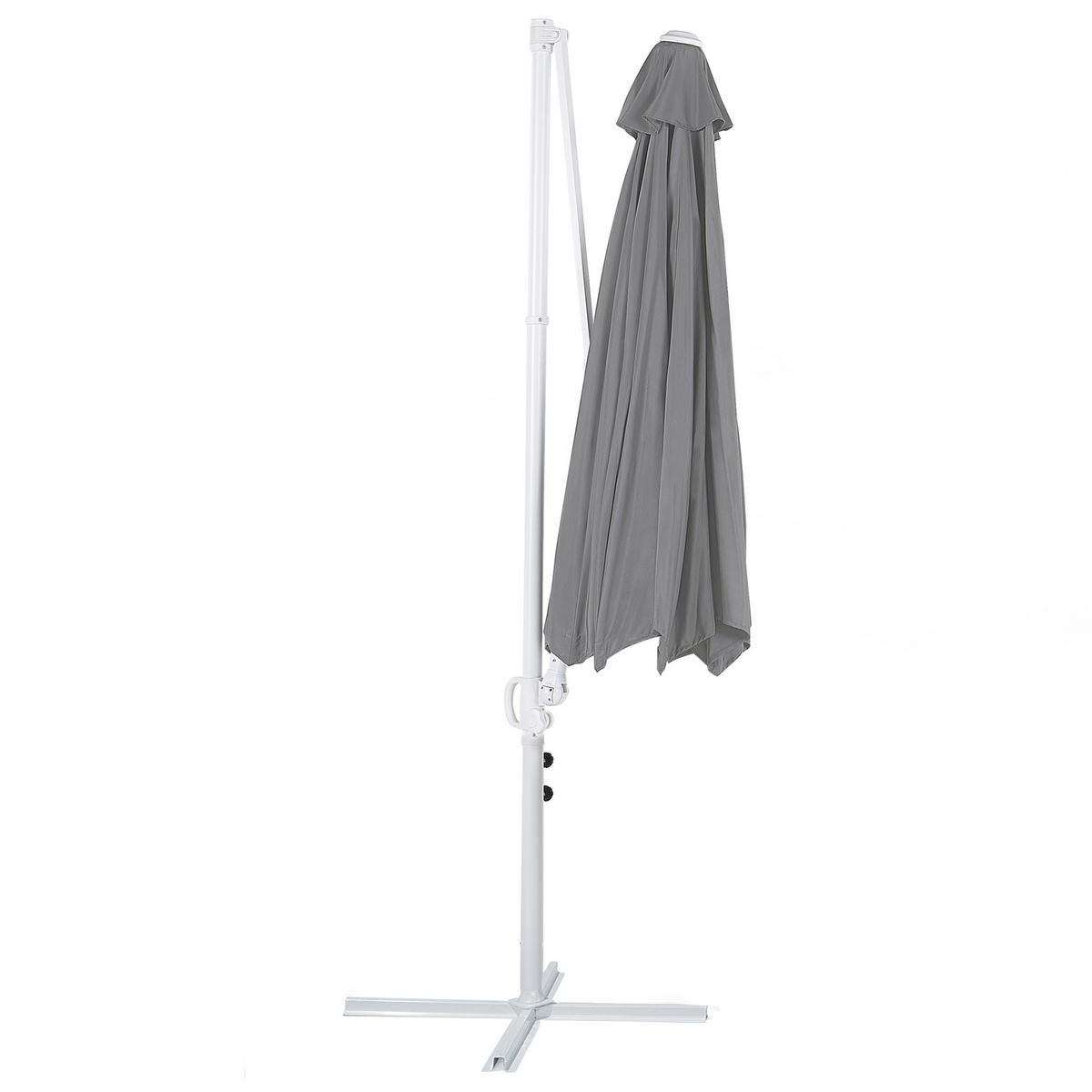 AMPELSCHIRM dunkelgrau/weiß 295 cm Savona II - Weiß/Grau, Textil (295/295cm) - Beliani