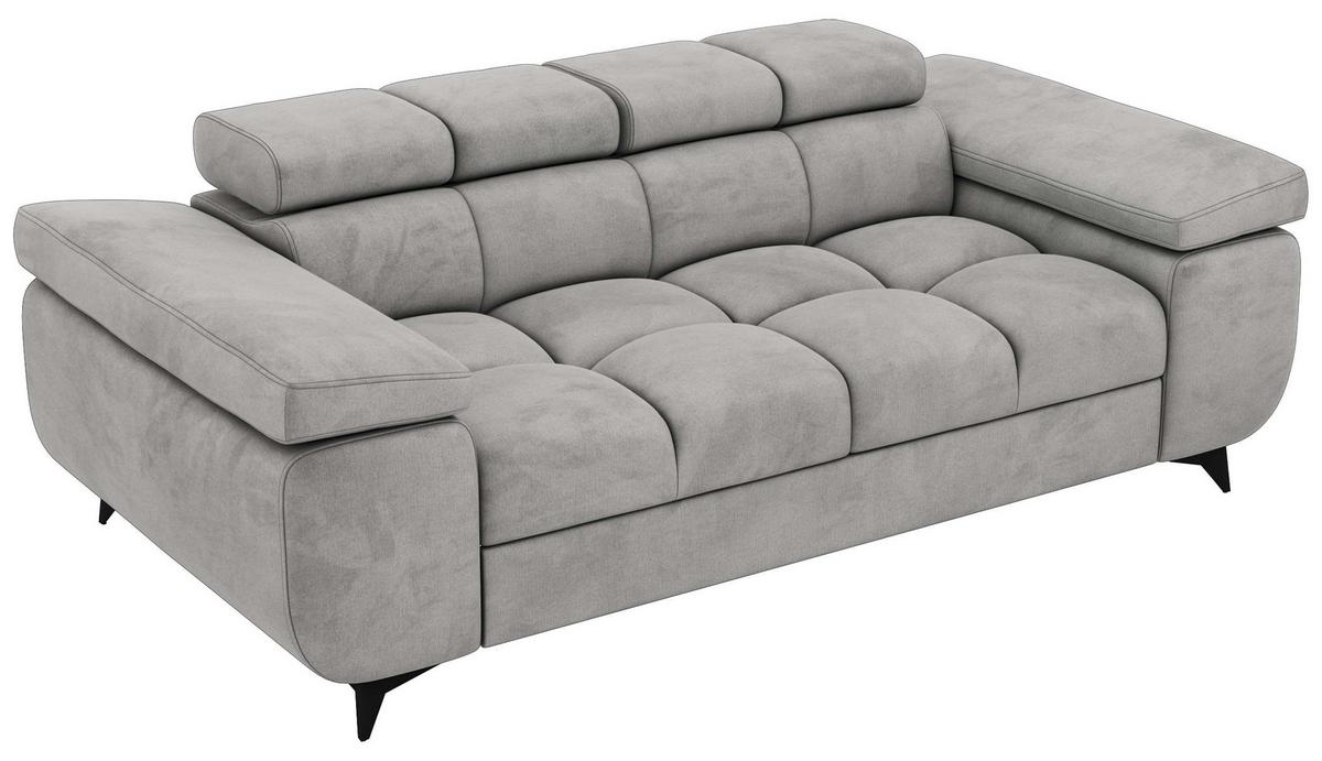 2-SITZER SOFA NIDELLO - Hellgrau Velvet - Hellgrau/Schwarz, Textil/Metall (194/70/97cm) - MKS