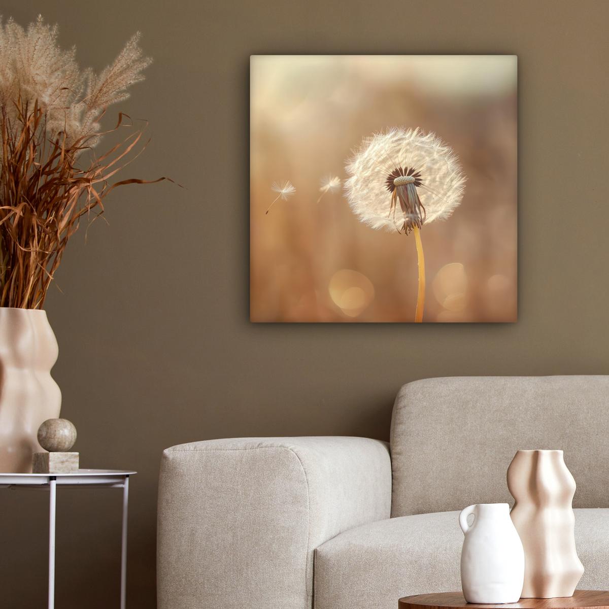 LEINWANDBILD Löwenzahn - Beige - Natur - Blume Wandbild Wohnzimmer 50x50 cm - Hellbraun, Textil (50/50cm) - MuchoWow