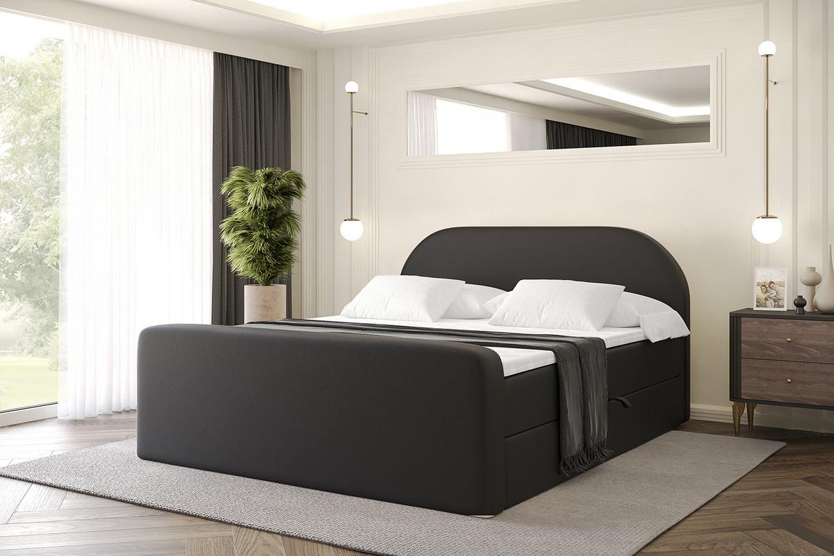 BOXBETT mit Matratze und Lattenrost - NOX-Z - 180x200 - Schwarz Kunstleder - Schwarz, Holzwerkstoff (180/200cm) - ALTDECOR